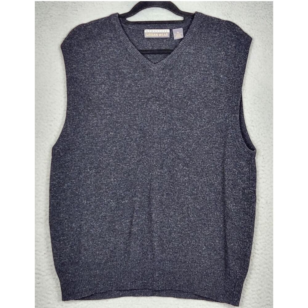 VINTAGE STRUCTURE STREETWEAR Vest Mens XL Gray Lambs Wool Preppy Academia Y2K